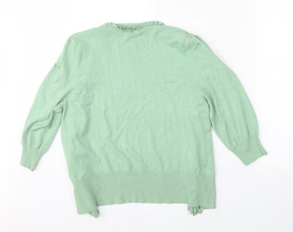 Womens UK Size 12 BASSINI Green Basic Button-Up