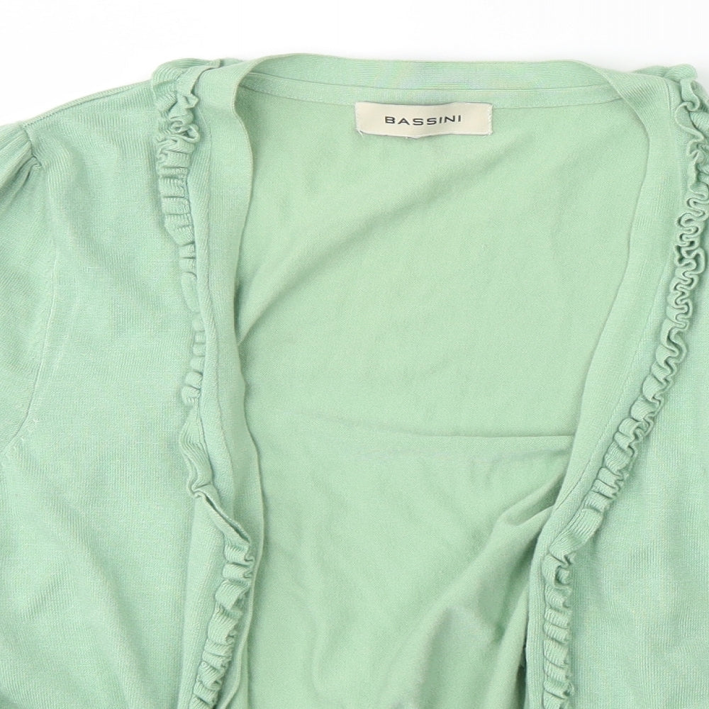 Womens UK Size 12 BASSINI Green Basic Button-Up
