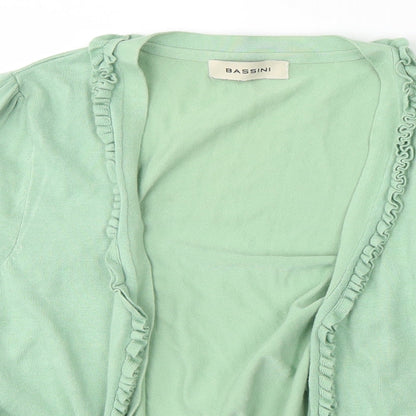 Womens UK Size 12 BASSINI Green Basic Button-Up