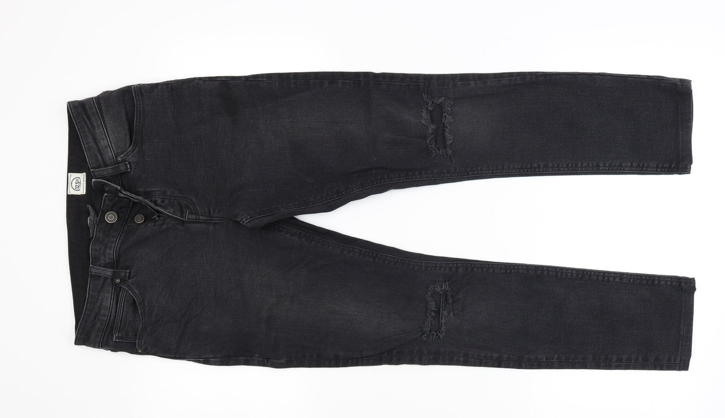 Mens UK Size 29 in Quality Goods Slim Fit Tapered Black Jeans