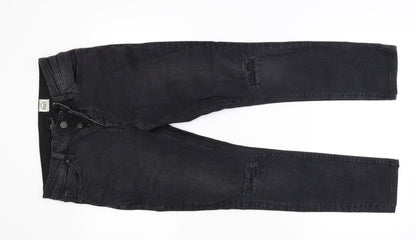 Mens UK Size 29 in Quality Goods Slim Fit Tapered Black Jeans