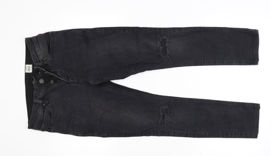 Mens UK Size 29 in Quality Goods Slim Fit Tapered Black Jeans