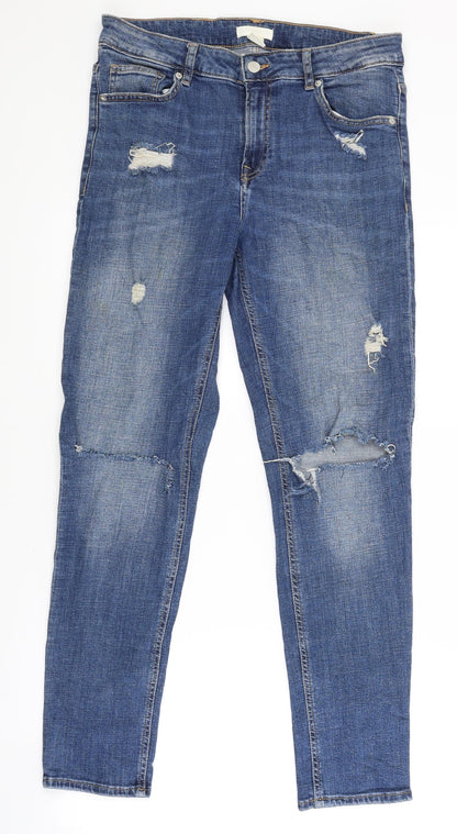 Womens UK Size M H&M Regular Fit Tapered Blue Jeans