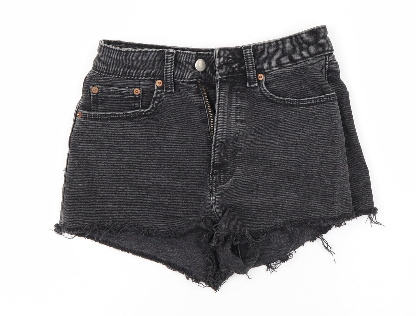 H&M Womens Black  Denim Hot Pants Shorts Size 34