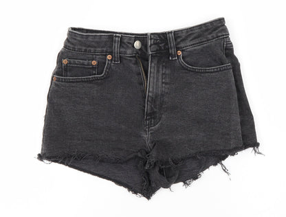 H&M Womens Black  Denim Hot Pants Shorts Size 34