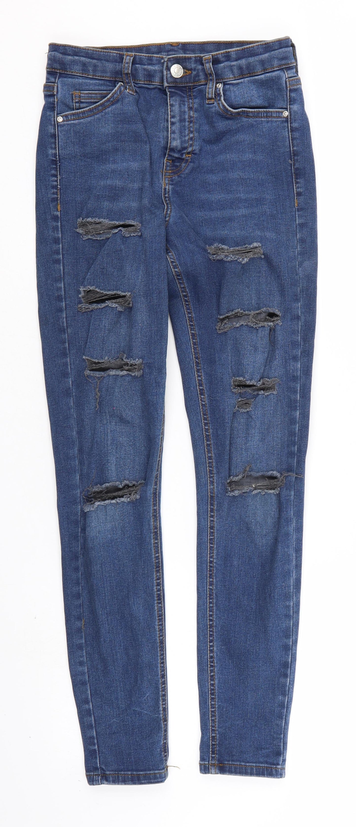 Mens UK Size 26 Topshop Regular Fit Straight Blue Jeans