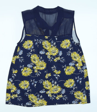 George Womens Blue Floral  Basic Tank Size 10