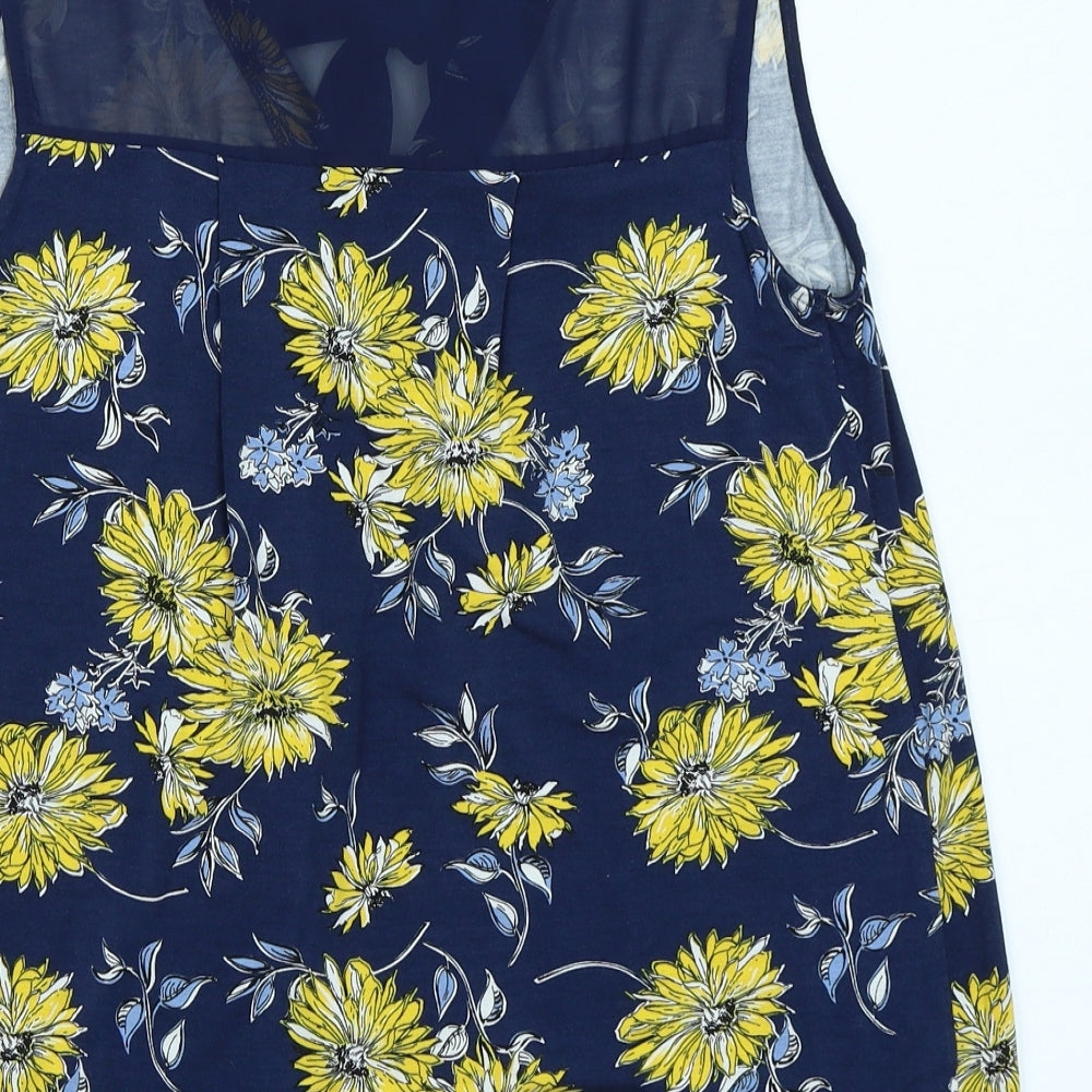 George Womens Blue Floral  Basic Tank Size 10