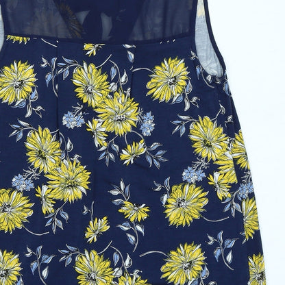 George Womens Blue Floral  Basic Tank Size 10