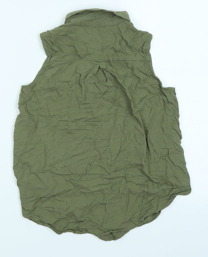 H&M Girls Green   Basic Button-Up Size 9-10 Years