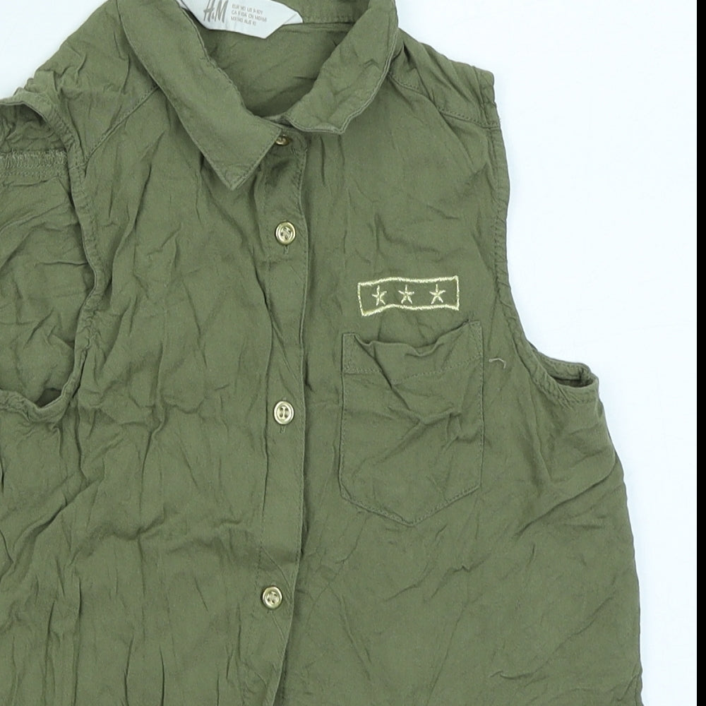 H&M Girls Green   Basic Button-Up Size 9-10 Years