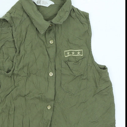 H&M Girls Green   Basic Button-Up Size 9-10 Years