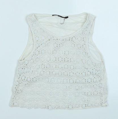Topshop Womens White   Cropped Tank Size 8