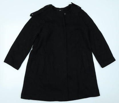 Womens UK Size 8 H&M Black Overcoat