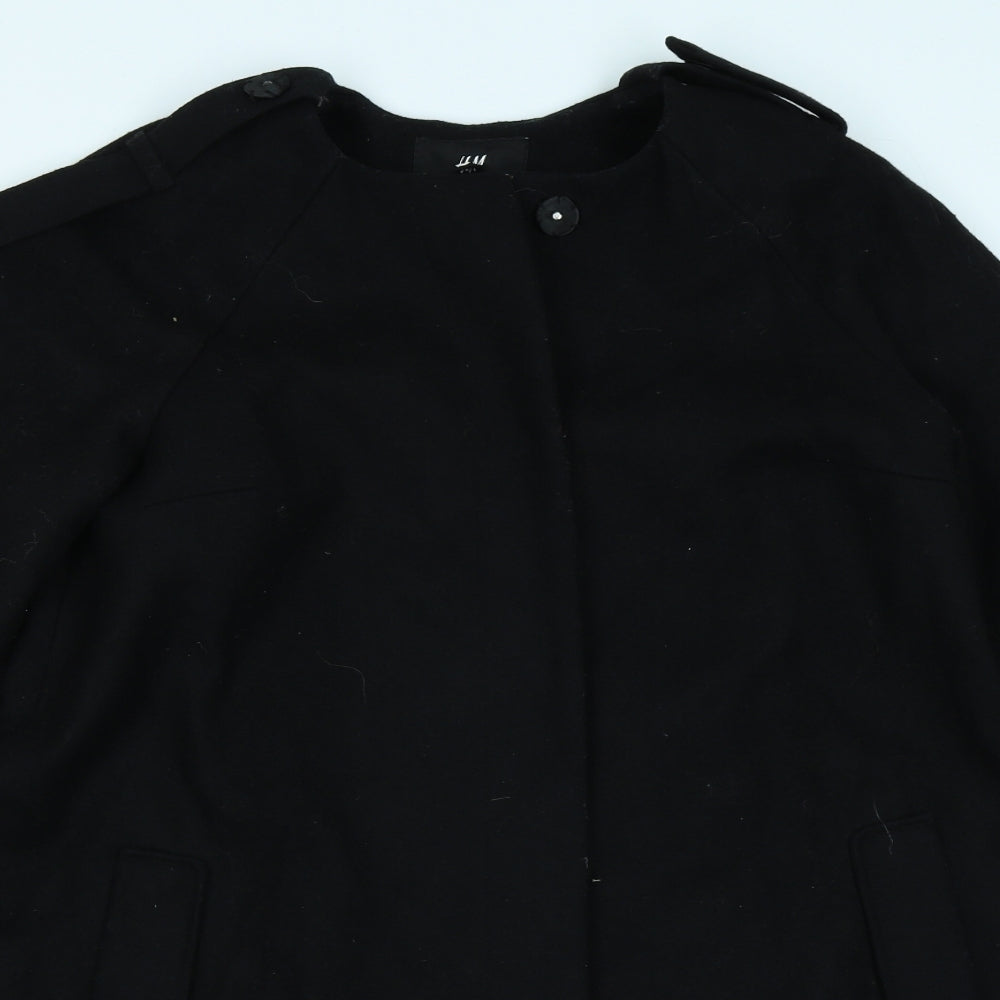 Womens UK Size 8 H&M Black Overcoat