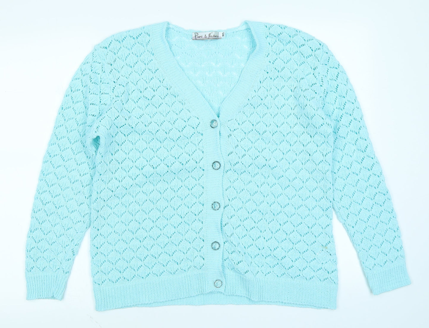 Pure & Natural Womens Blue   Cardigan Jumper Size M