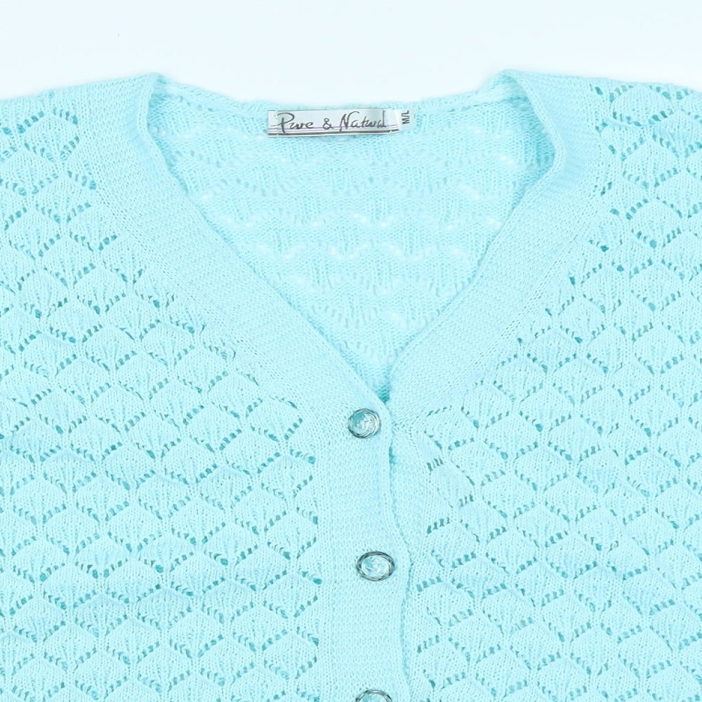 Pure & Natural Womens Blue   Cardigan Jumper Size M
