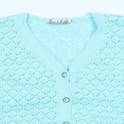 Pure & Natural Womens Blue   Cardigan Jumper Size M