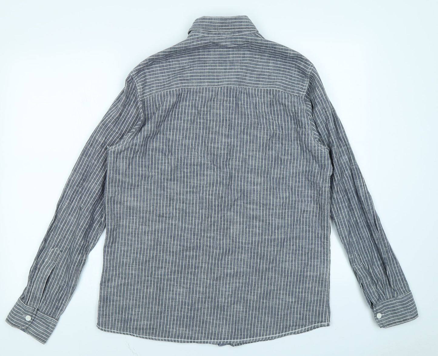 Mens UK Size M Peacocks Grey  Button-Up Long Sleeve Casual Shirt
