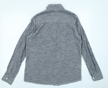 Mens UK Size M Peacocks Grey  Button-Up Long Sleeve Casual Shirt