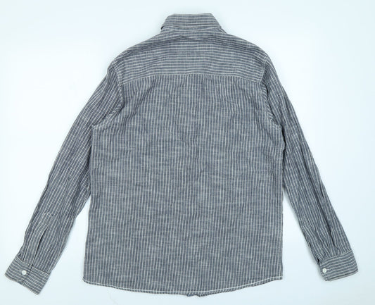 Mens UK Size M Peacocks Grey  Button-Up Long Sleeve Casual Shirt