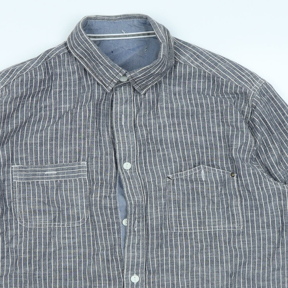Mens UK Size M Peacocks Grey  Button-Up Long Sleeve Casual Shirt