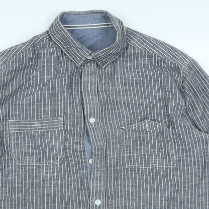 Mens UK Size M Peacocks Grey  Button-Up Long Sleeve Casual Shirt