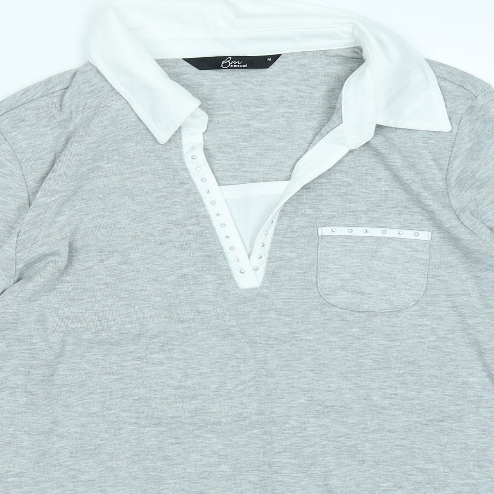 Bm Casual Womens Grey   Basic T-Shirt Size M