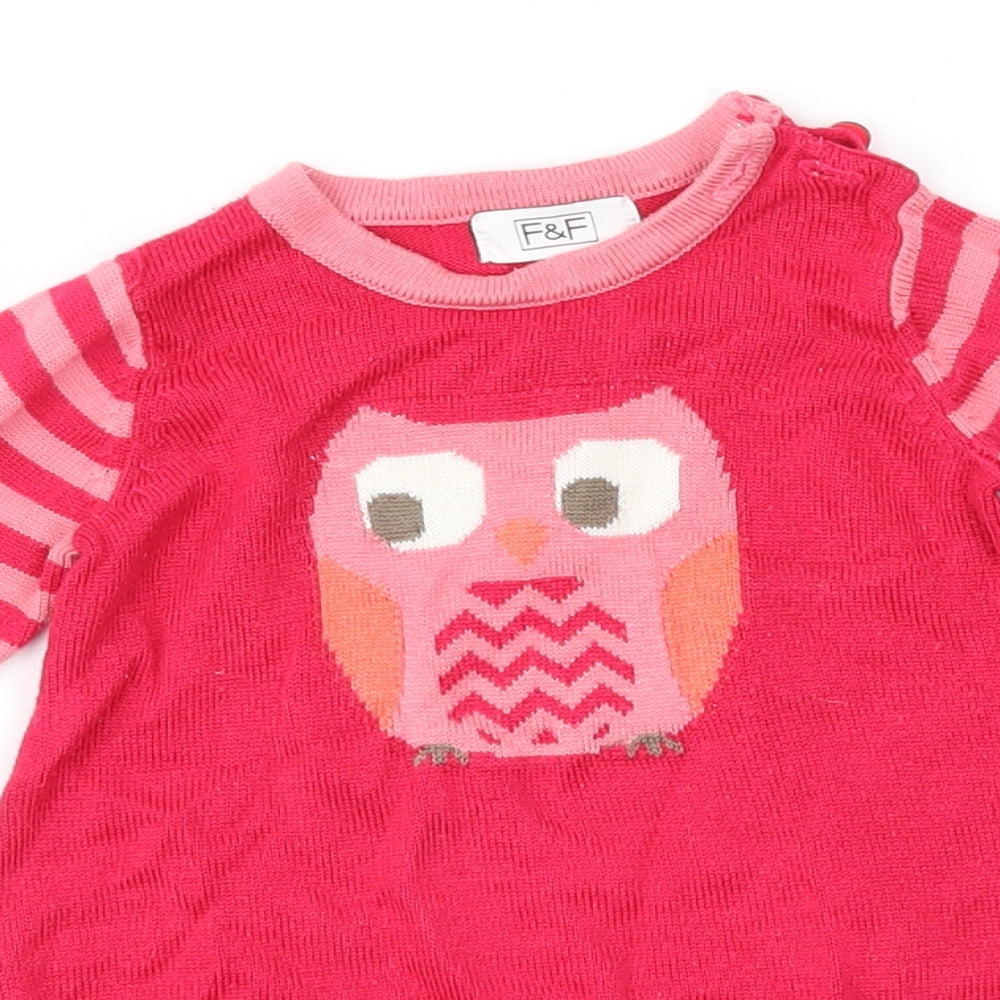 F&F Girls Pink Fair Isle  A-Line  Size 3-6 Months