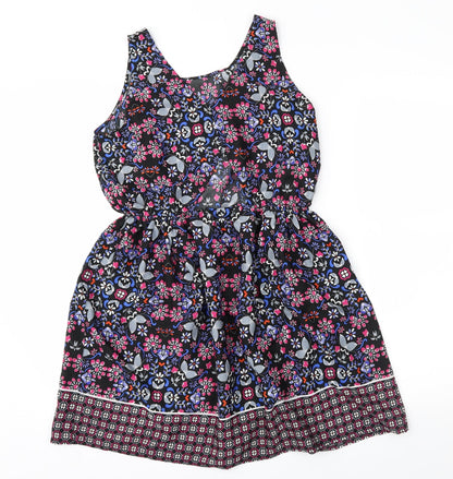 Preworn Womens Black Floral  Fit & Flare  Size 12