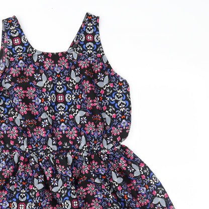 Preworn Womens Black Floral  Fit & Flare  Size 12