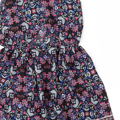Preworn Womens Black Floral  Fit & Flare  Size 12