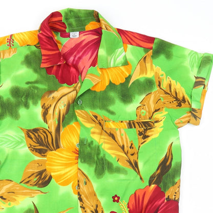 V.H.O Womens Green Floral  Basic Button-Up Size XS