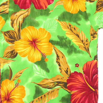 V.H.O Womens Green Floral  Basic Button-Up Size XS