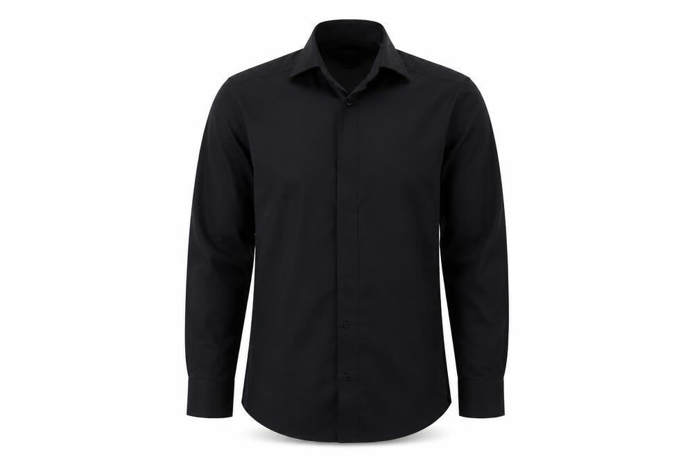 Mens UK Size 15 REMUS Black  Button-Up Long Sleeve Casual Shirt