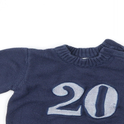 Vertbaudet Boys Blue Fair Isle  Pullover Jumper Size 12-18 Months