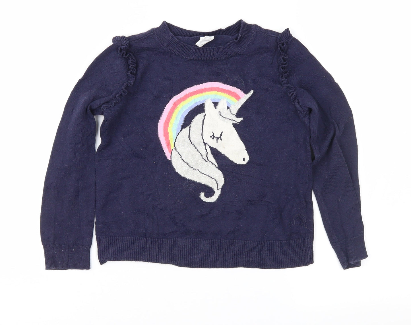 Gap Girls Blue Fair Isle  Pullover Jumper Size 5 Years
