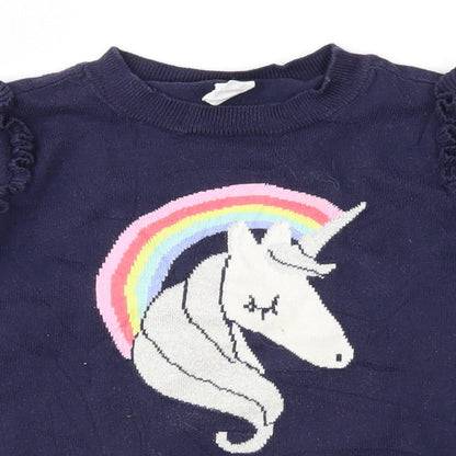 Gap Girls Blue Fair Isle  Pullover Jumper Size 5 Years