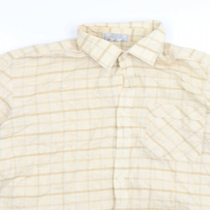 Mens UK Size XL Leisure Beige  Button-Up Short Sleeve Casual Shirt