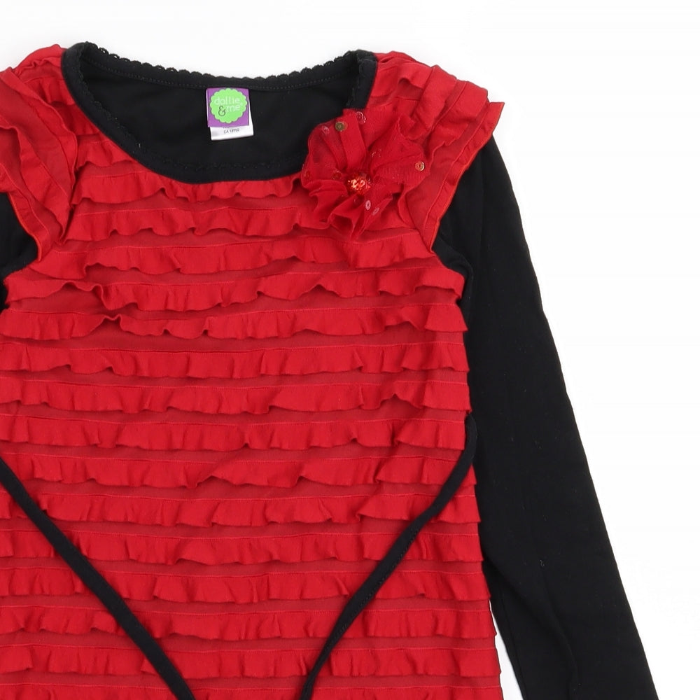 Dollie and Me Girls Red   T-Shirt Dress  Size 7 Years