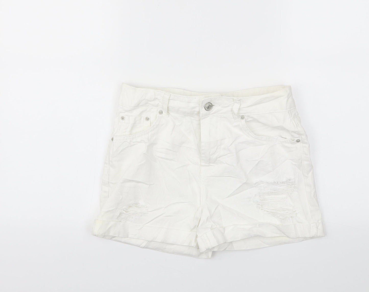 Topshop Womens White   Cut-Off Shorts Size 6