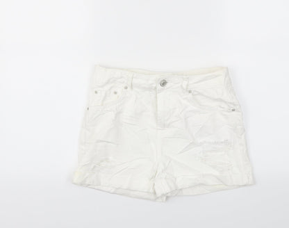 Topshop Womens White   Cut-Off Shorts Size 6