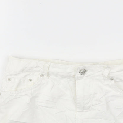 Topshop Womens White   Cut-Off Shorts Size 6