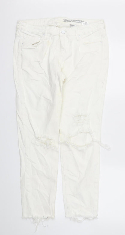 Womens UK Size 34 H&M Regular Fit Straight White Jeans