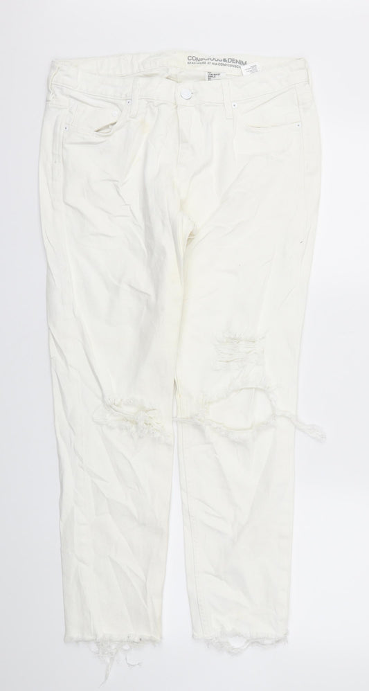 Womens UK Size 34 H&M Regular Fit Straight White Jeans