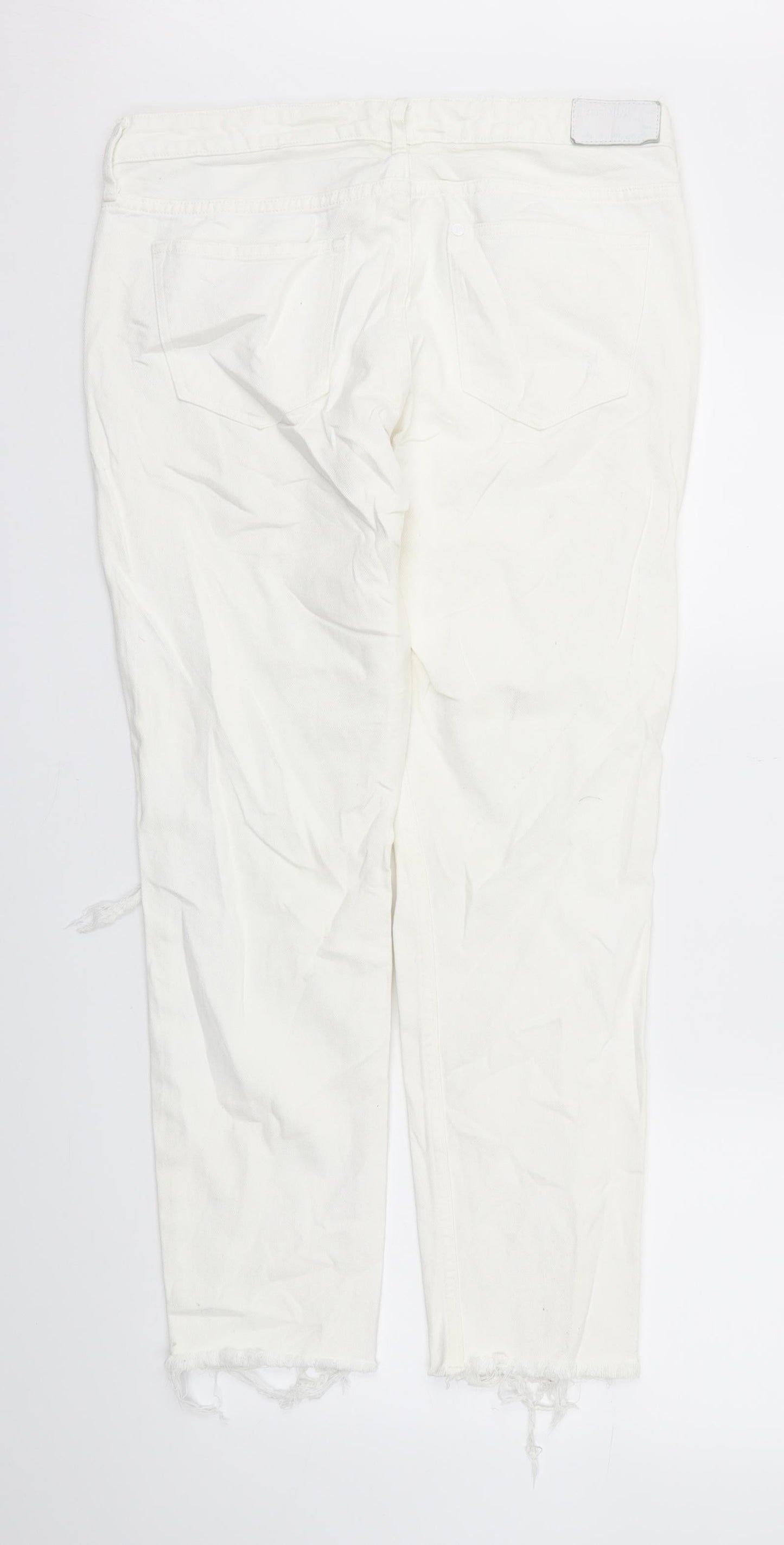 Womens UK Size 34 H&M Regular Fit Straight White Jeans