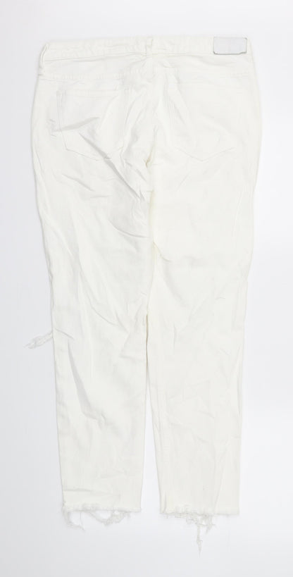 Womens UK Size 34 H&M Regular Fit Straight White Jeans