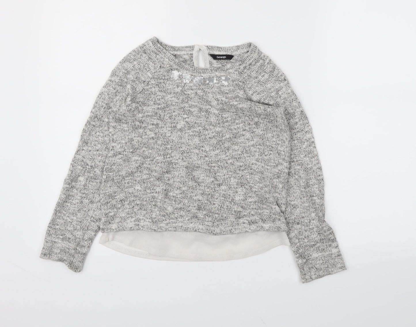 George Girls Grey   Pullover Jumper Size 10-11 Years
