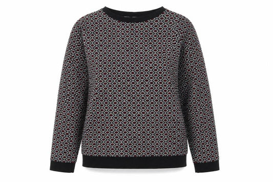 Front view of Papaya women’s black argyle/diamond jumper, size UK 12