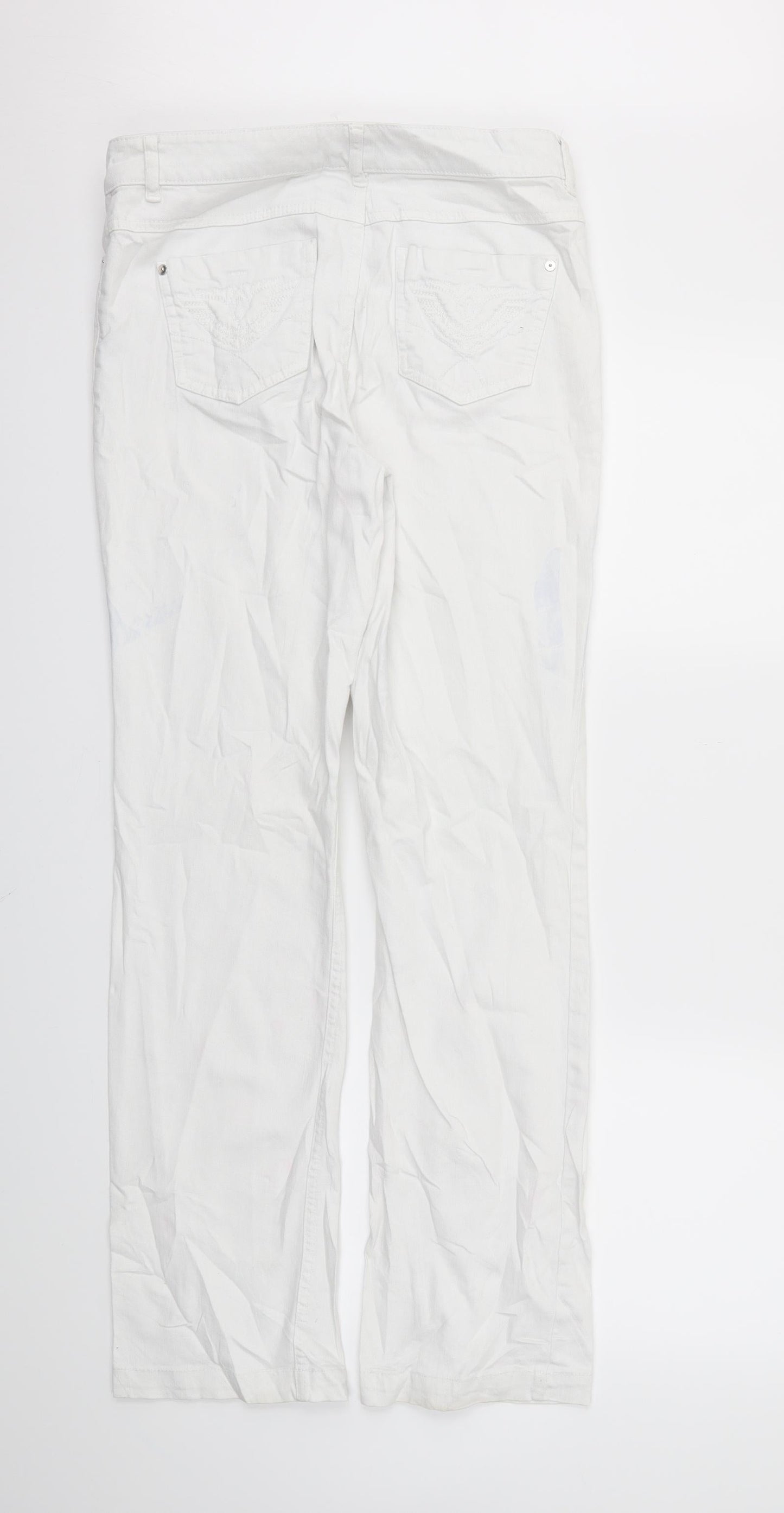 Womens UK Size 14 Oui Relaxed Fit Skinny White Jeans